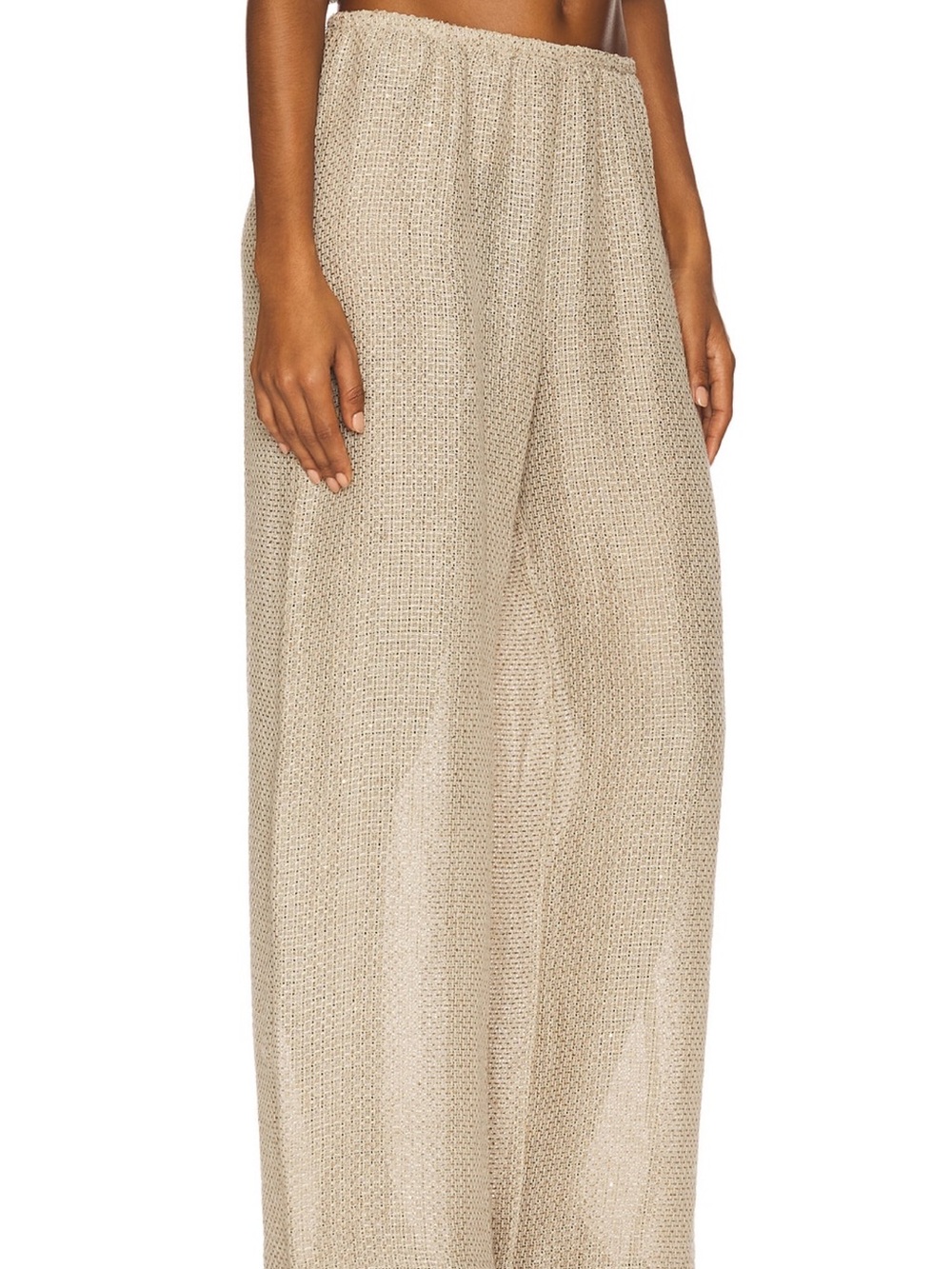 LESET Beige Wide-Leg Knit Pants